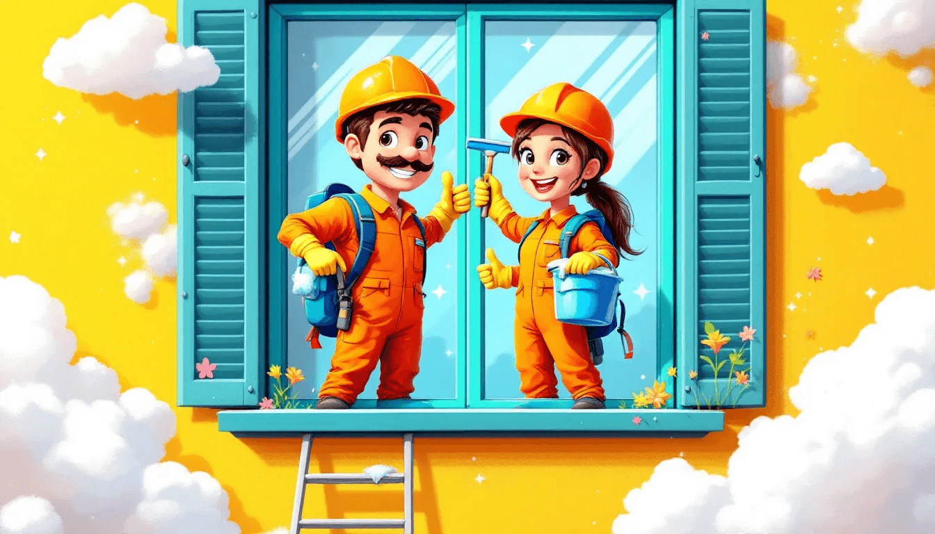 Professional window cleaners at work, ensuring a streak-free shine.