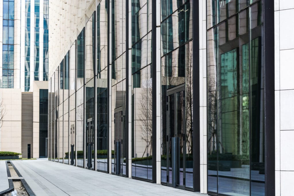 office buildings with clean windows