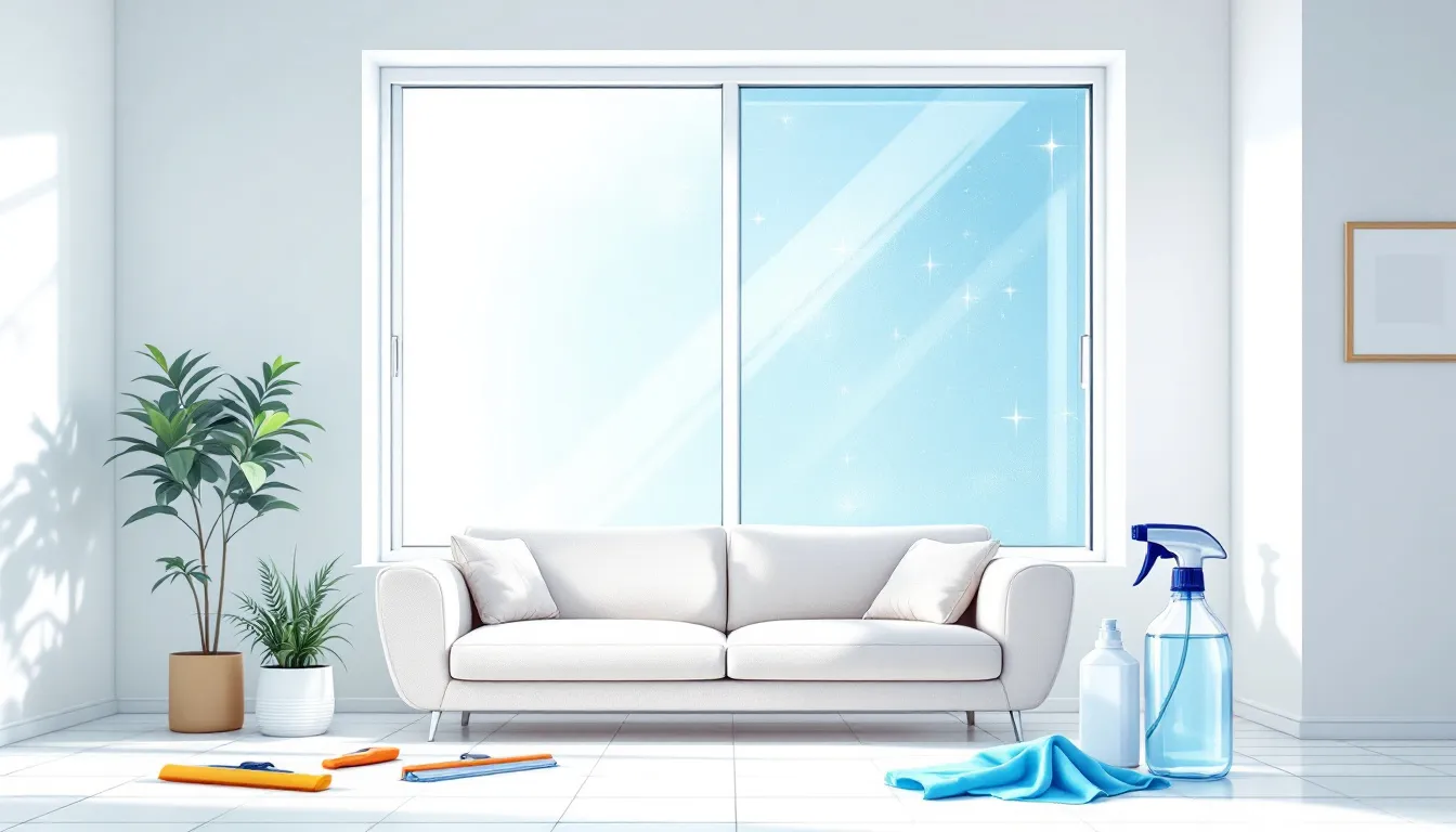 A clean window reflecting a well-maintained home, emphasizing the importance of regular cleaning.