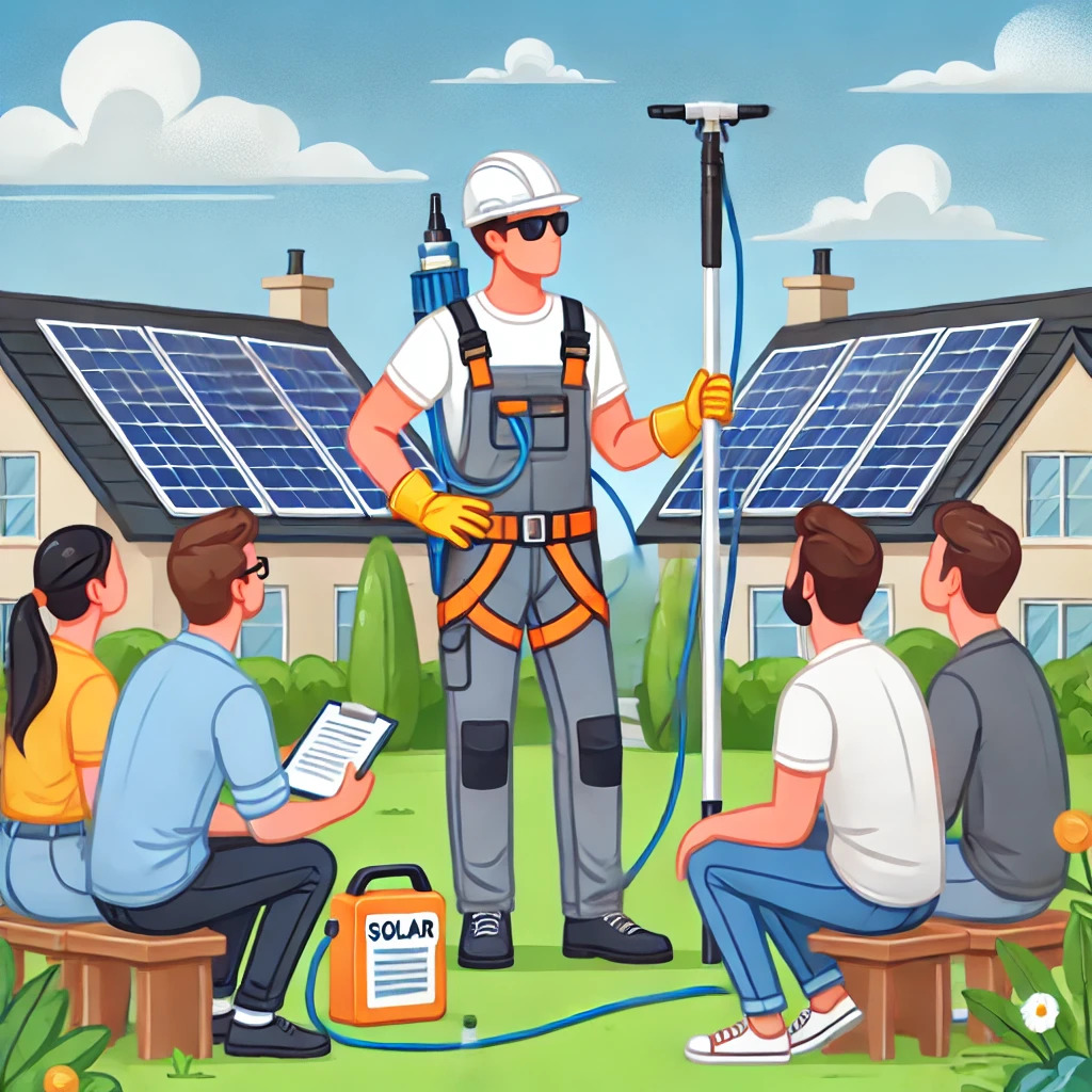 Solar panel cleaner answering questions