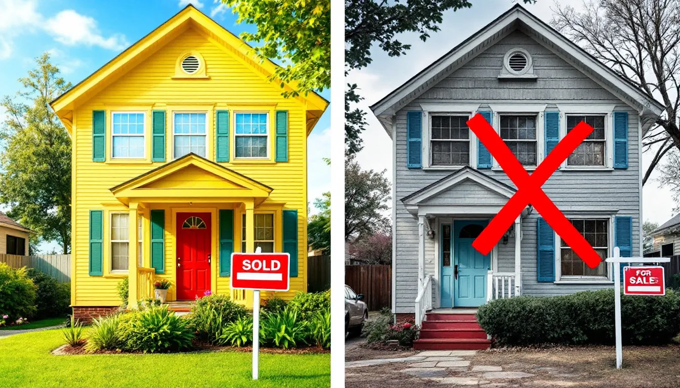 A side-by-side comparison of clean and dirty windows, illustrating their impact on home value.