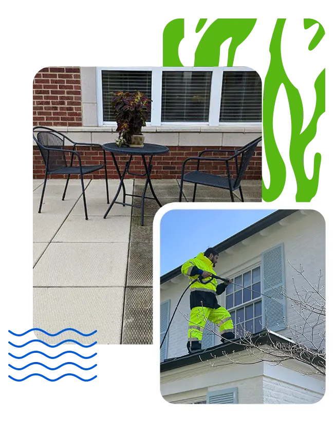 man power washing patio